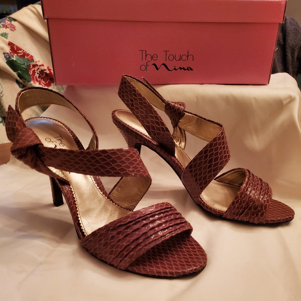 The Touch of Nina "Vipor" Brown Snake Pattern Heel